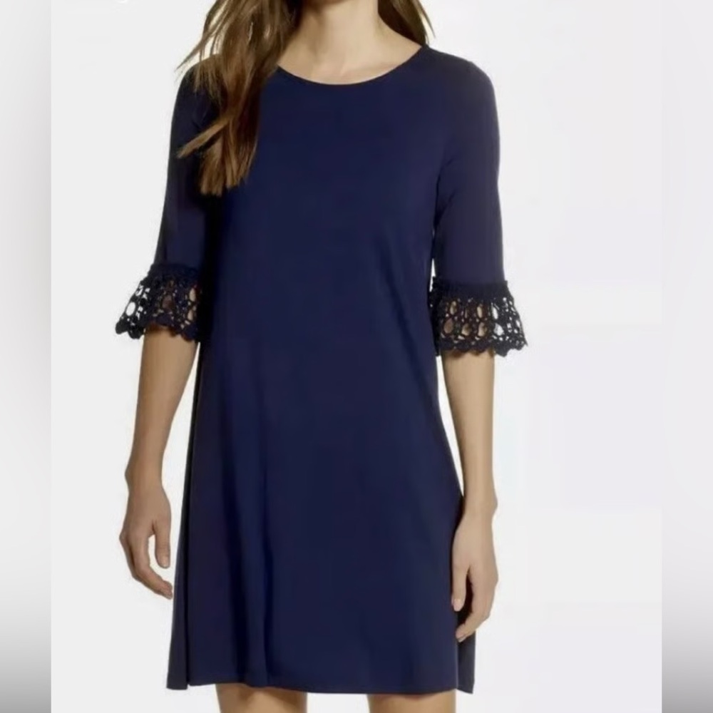 Lilly Pulitzer Navy Dress with Lace Sleeves